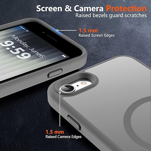 Vista 1234 de MOCCA - Funda magnética resistente para iPhone 11 de 6.1 pulgadas, compatible con MagSafe, protector de pantalla de vidrio + protector de lente