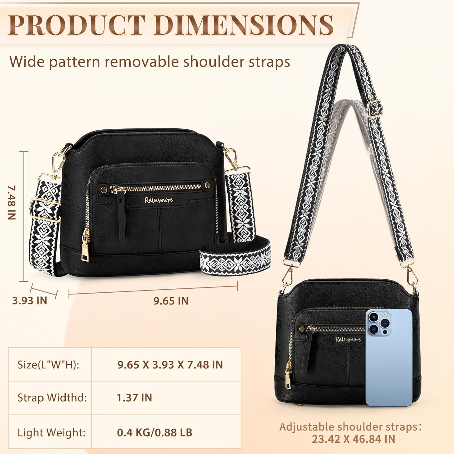 RAINSMORE Small Crossbody Bags for Women Pu Leather Crossbody Purses Shoulder Bag Handbags Cross Body Travel Purse - Image 3