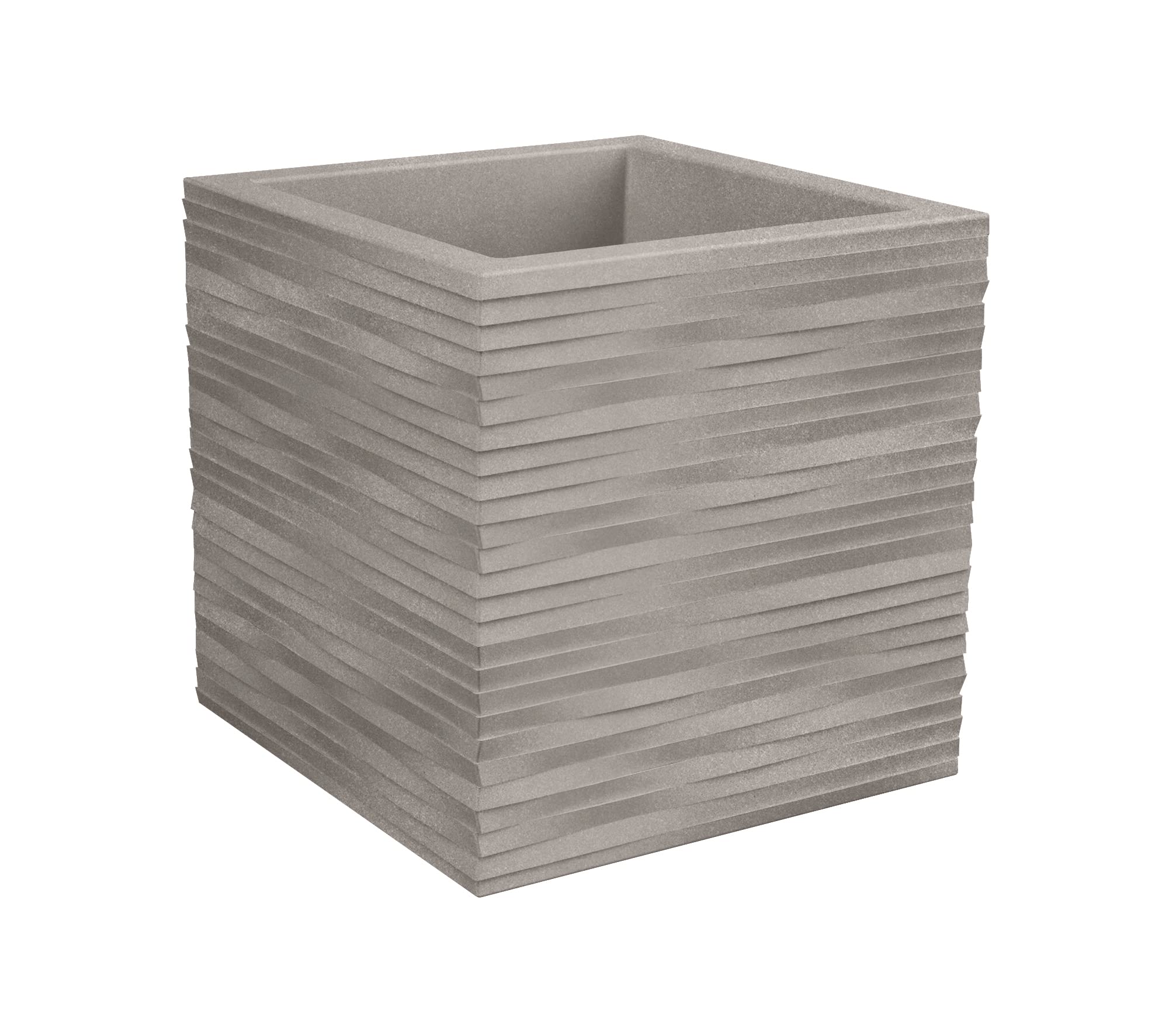 Tecnokit Nicoli vaso quadrato Quadro Elegance, superficie costolata, in resina rotazionale, per interno esterno, misure cm 30x30x30 fioriera elegante (Cenere)