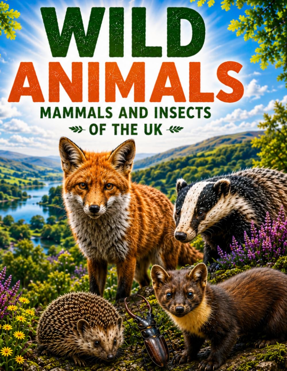 Wild Animals: Mammals and Insects of the UK: A Realistic Wildlife Colouring Book Featuring British Mammals, Insects and Nature Scenes