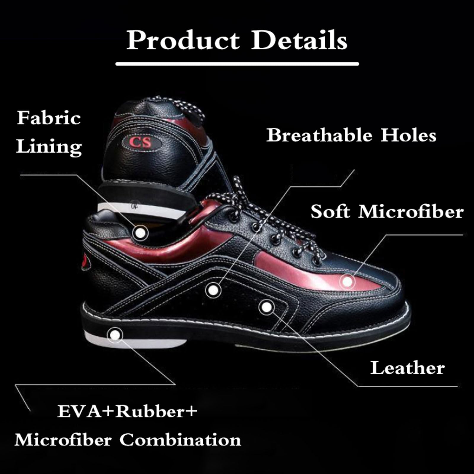 Bowlingschuhe Herren,Atmungsaktive Bowlingschuhe,Bowlingschuhe,Rasen Bowlingschuhe,Bowling-Schuhe Erwachsene,Bowling-Schuhe,Buffer,Bufferatmungsaktiv,Für Rechtshänder-Bowler,Schwarz