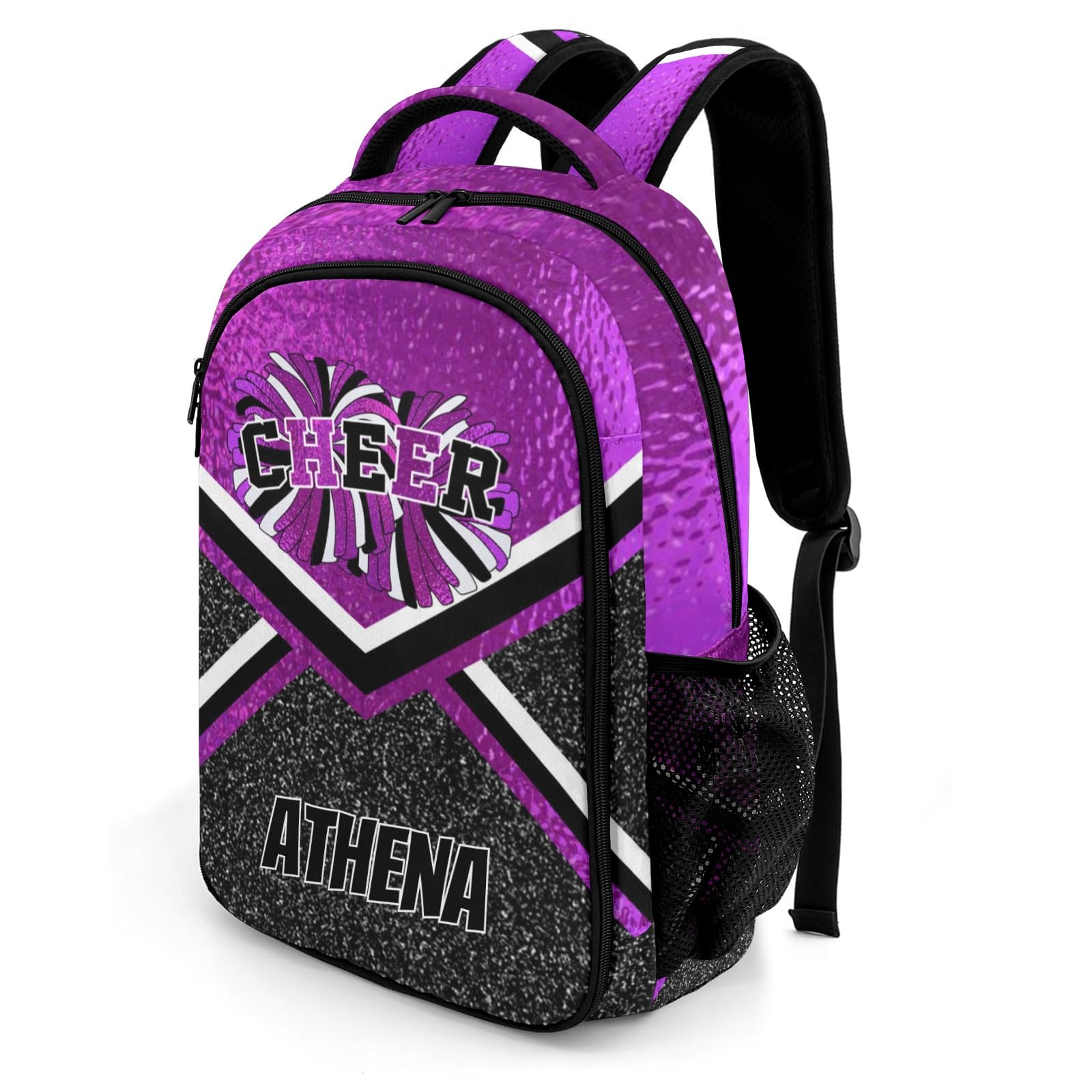 XIUCOO Cheer Cheerleading Purple Waterproof Backpack Shoulder Bag Shcoolbag Book Bag for Boys Girls