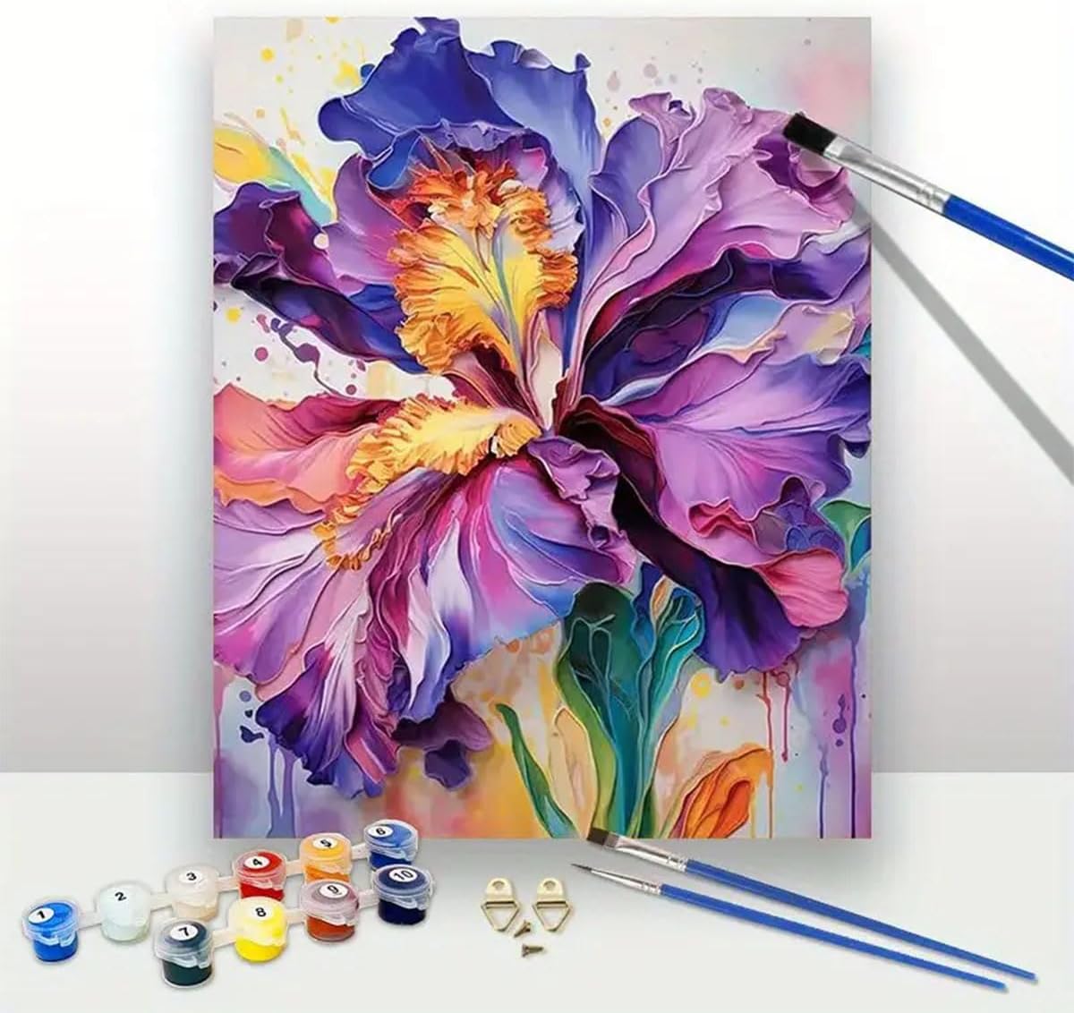 Iris Flower Paint by Numbers Kits for Adults Beginner 16 X 20 inch | Flower Adults Paint by Number Kit on Canvas,Easy Canvas Paint by Numbers for Adults,Home Wall Decoration thumbnail