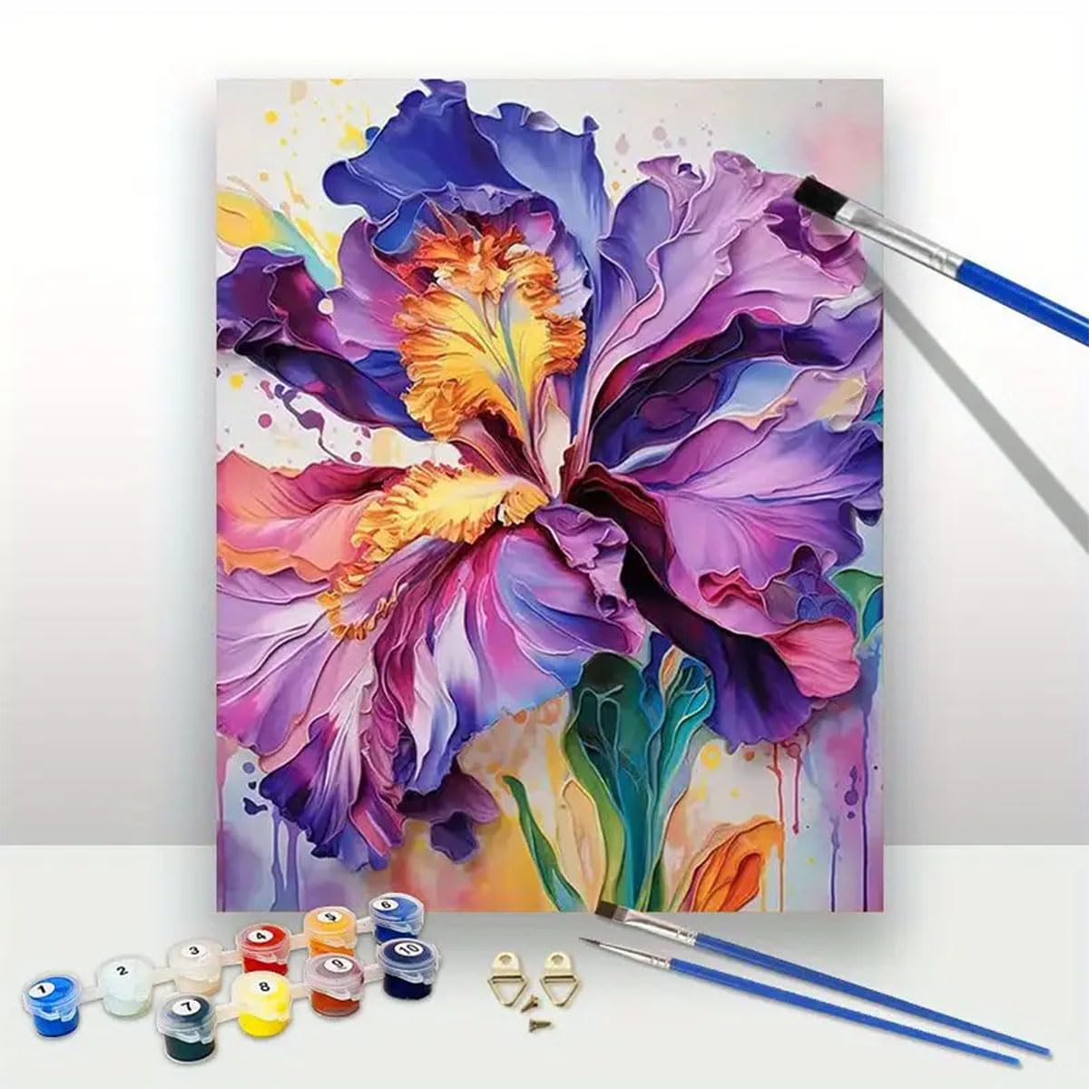 Iris Flower Paint by Numbers Kit - Beginner Adult Art -3
