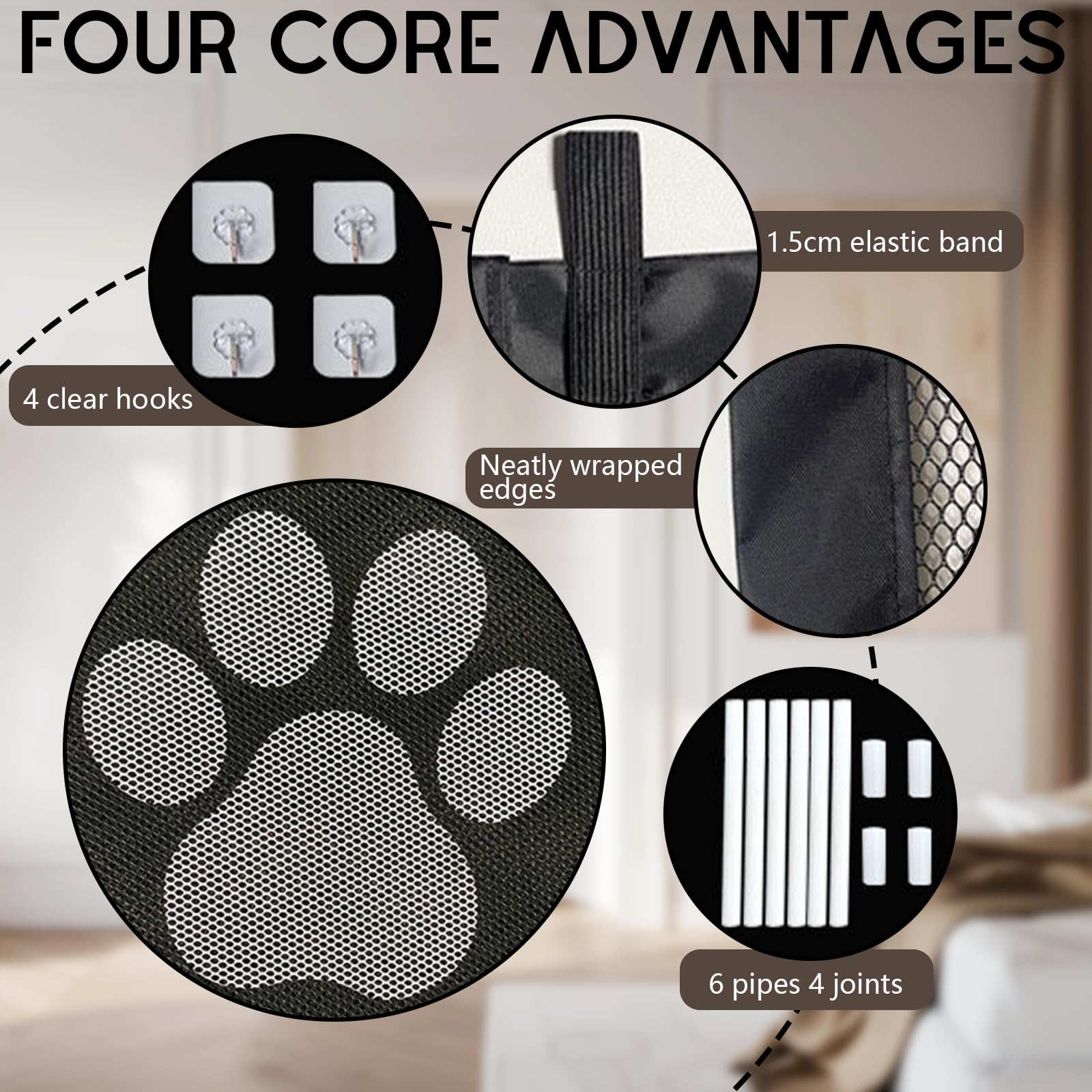 Barrière de Sécurité 110x78CM, Barriere de Securite Chien Résistante à l'usure et à la Déchirure, Barrière de Sécurité Chien sans Percage Adaptéee aux Escaliers, Couloirs, Cuisines