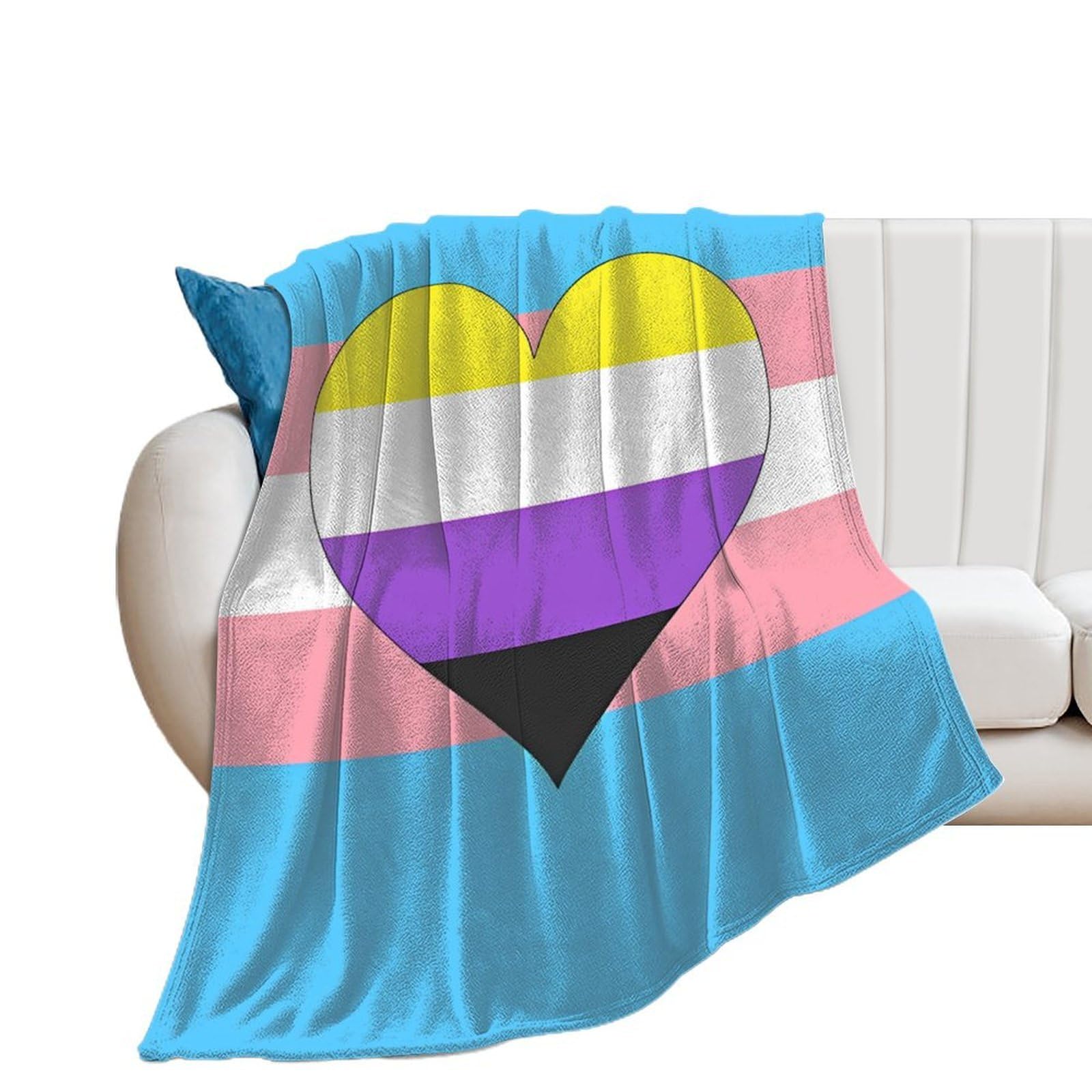 OUTBDNVFSA Transgender Non-binary Flag Throw Blanket Lightweight Summer Blankets for Bed Sofa Camping Travel