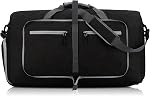 65L Foldable Duffle Bag, Waterproof Travel Duffle Bag, Gym Bag with Shoes Compartment and Adjustable Strap, Overnight Bag for Men Women Travel Camping Fitness Sports Gym (Black)