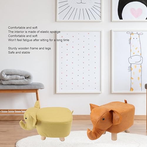 Miniatura 7 de Reposapiés con forma de animal de dibujos animados, lindo elefante tapizado, otomanos, acolchado, sofá, banco para guardería, dormitorio, sala de