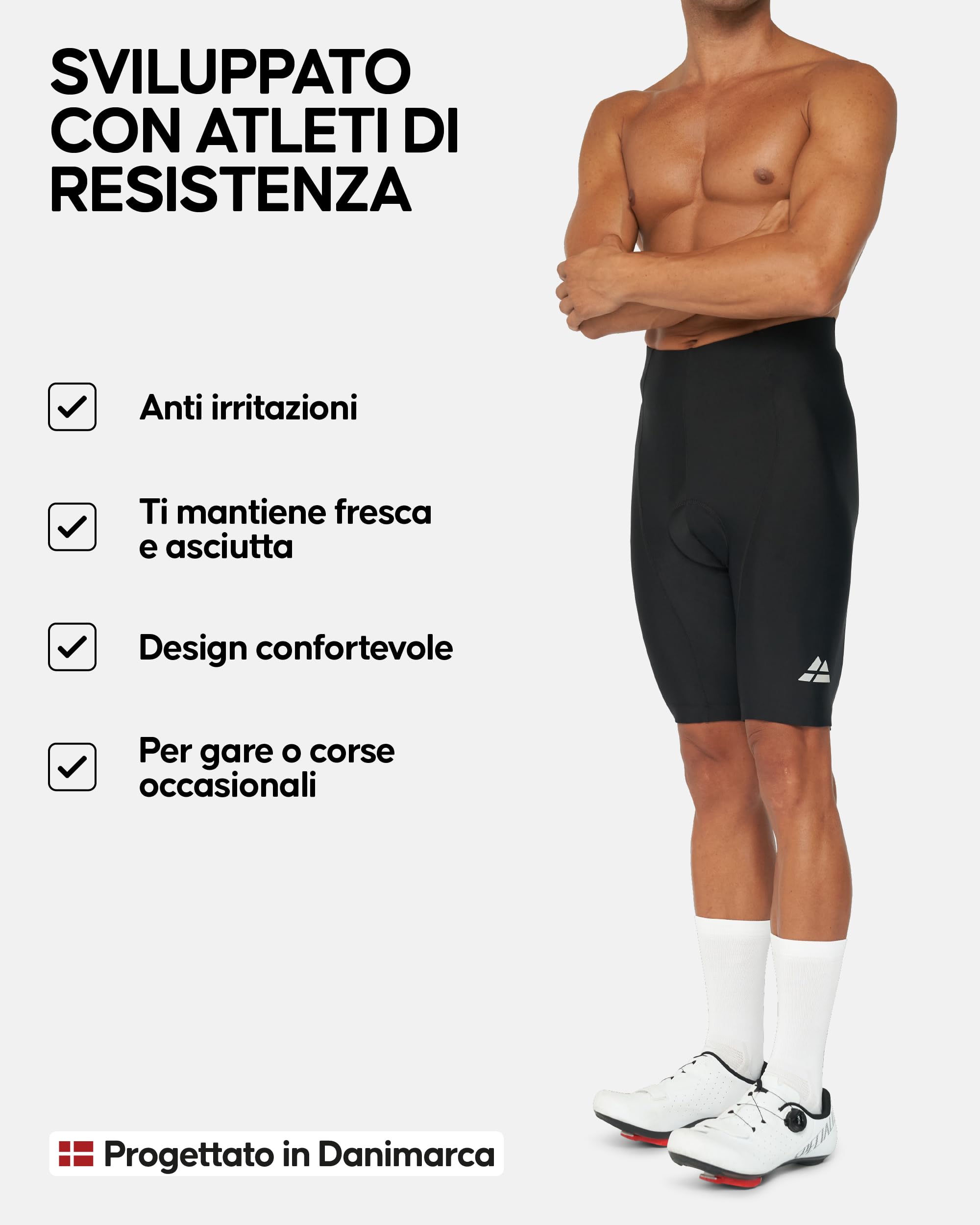 DANISH ENDURANCE Pantaloncini da Ciclismo da Uomo, per Bicicletta, Imbottiti in Gel 3D, Elastici, Traspiranti