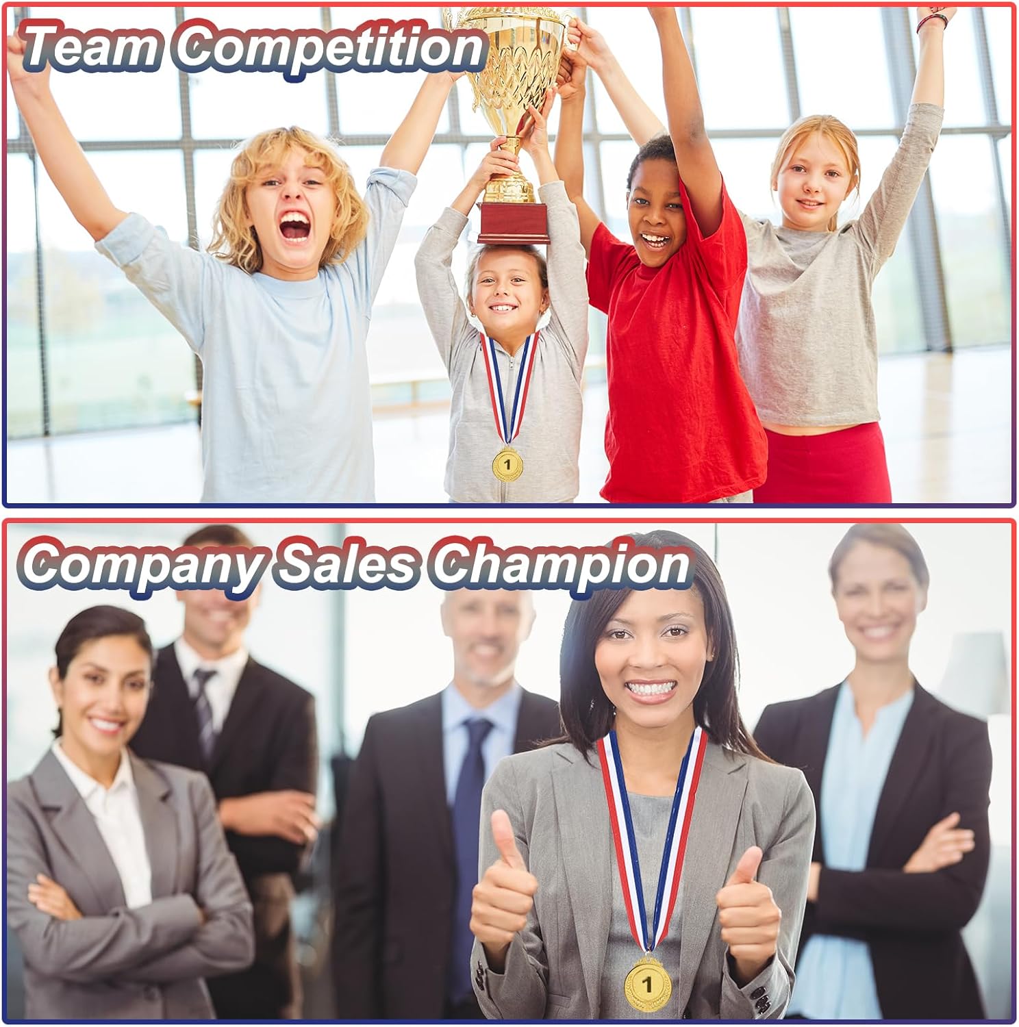 PATIKIL 96 Pieces Gold Silver Bronze Award Medals, 2-Inch Award Medals 1st 2nd 3rd Prizes with Ribbon for Team Games Sports Competitions