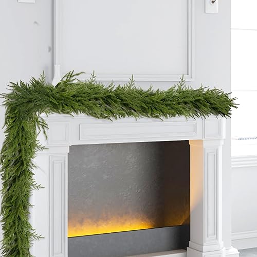 Miniatura 8 de Guirnalda de Navidad de 9 pies con piñas, Guirnalda de Navidad Preiluminada Follaje Verde para Exteriores Guirnalda de Pino Iluminada, Guirnalda