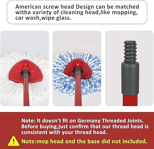 Miniatura 2 de Mango de repuesto para trapeador giratorio, mango de repuesto de 4 secciones de 30 a 58 pulgadas, compatible con mango de trapeador giratorio O