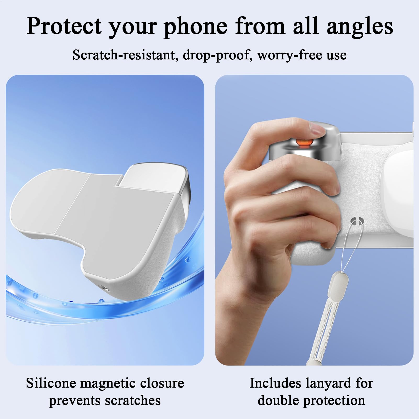 Cámara magnética para teléfono, soporte giratorio de 360 grados, mango para selfie con luz integrada, accesorio de fotografía móvil con agarre , dispositivo de cámara, estabilizador de mano para