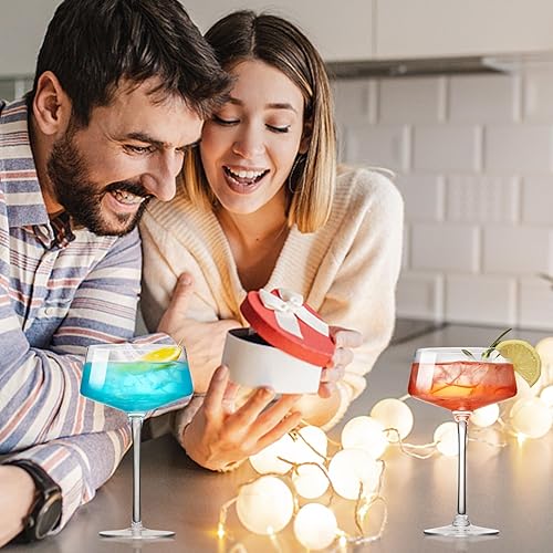 Miniatura 6 de Juego de 4 copas de Martini sopladas a mano, copa Coupe de 8 onzas, copas de cóctel de cristal premium, copa de champán, juego de cristalería