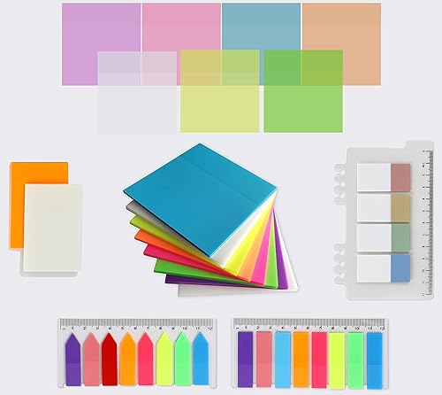 LAMBOCK 900 notas adhesivas transparentes paquete económico con impermeable adhesivo multicolor notas adhesivas translúcidas pestañas de flecha
