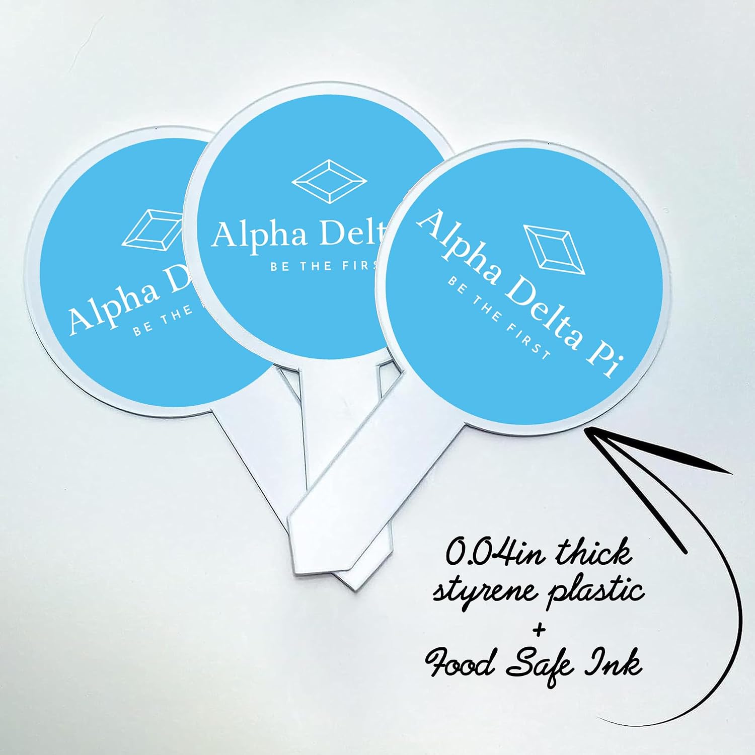 Alpha Delta Pi Cupcake Toppers, Officially Licensed Sorority Dessert Picks, Solid Plastic, American-Made (Circle, 25)