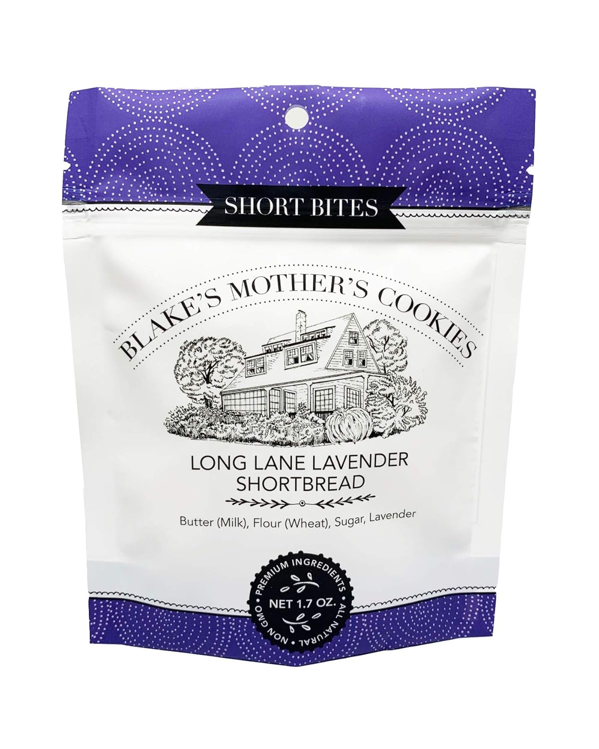 BLAKE'S MOTHER'S COOKIES SHORT BITES - LIGHT - CRUNCHY - BUTTERY (Long Lane Lavender, 10 Bags)