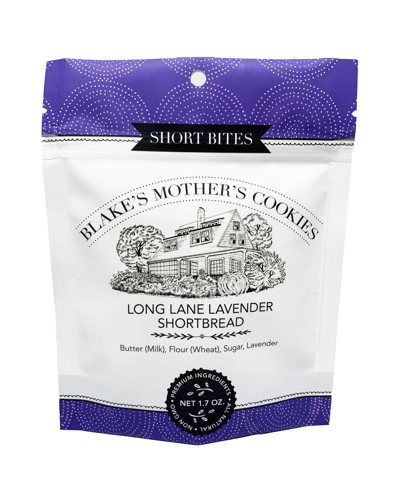 BLAKE'S MOTHER'S COOKIES SHORT BITES - LIGHT - CRUNCHY - BUTTERY (Long Lane Lavender, 5 Bags)