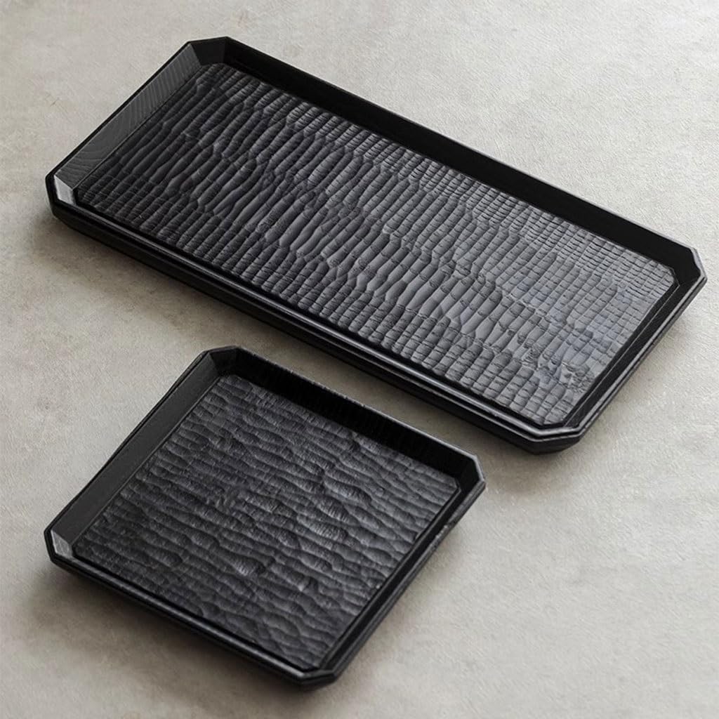 Bandejas Servir Comida Mesa De Té Seca Madera Maciza Negra For El Hogar, Bandeja Cuadrada For Sala Estar, Pequeña Mesa Cama(A)