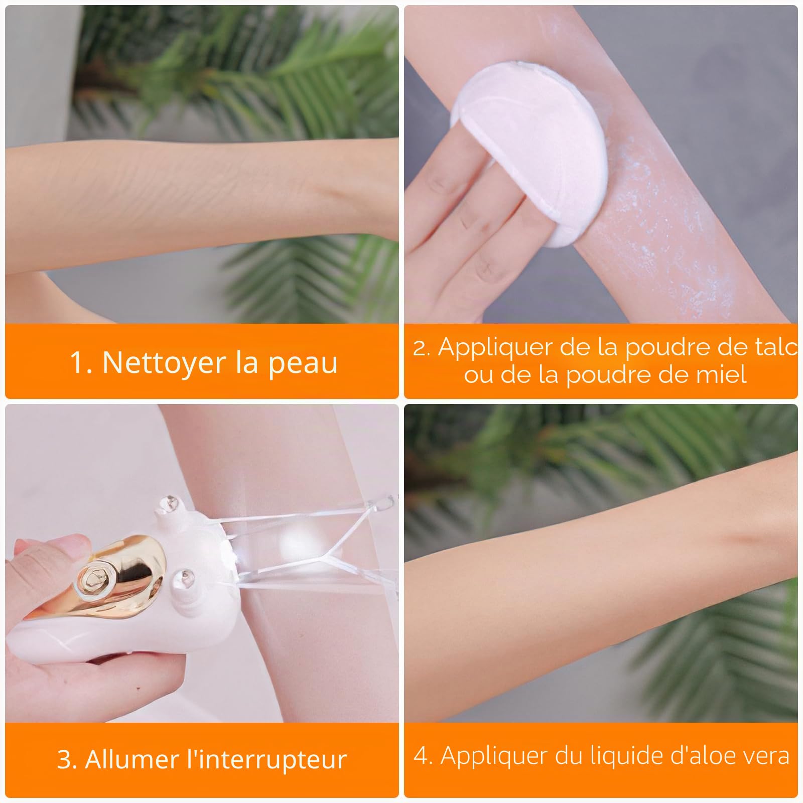 VOSSOT Épilateur électrique pour le visage pour femme, épilateur électrique pour le visage, épilateur USB pour le visage avec LED, épilateur pour le visage pour femme, masseur de visage, rasoir à