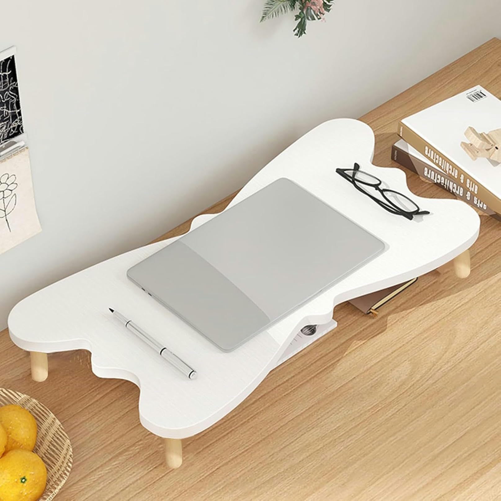 SDGcfgjW corner desks， Corner Monitor Stand Wood Riser with Legs, Butterfly Shape Desktop Pc Shelf Rack(Round stick leg 6.5cm (2 1/2)