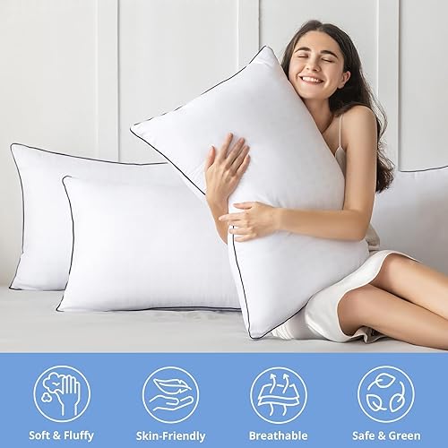 Miniatura 2 de JOLLYVOGUE Juego de 4 almohadas de tamaño estándar, colección de almohadas de cama para dormir, almohadas de calidad de hotel para dormir de lado,