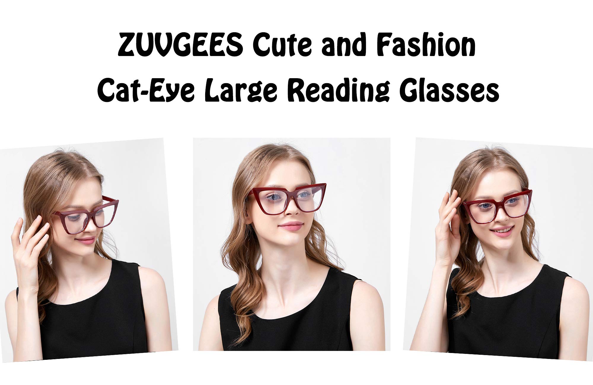ZUVGEES 2 Pairs Womens Chic Oversized CatEye Blue Light Blocking Reading Glasses Big Eyeglass Frames Large lens Computer Readers (2 Pairs (Leopard+Transparent Gray), 1.0)