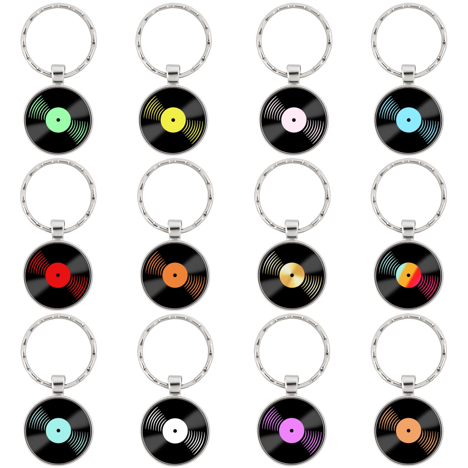 Neexdlex 12PCS Retro Vinyl Record Album Keychain Metal Music Bag Charms