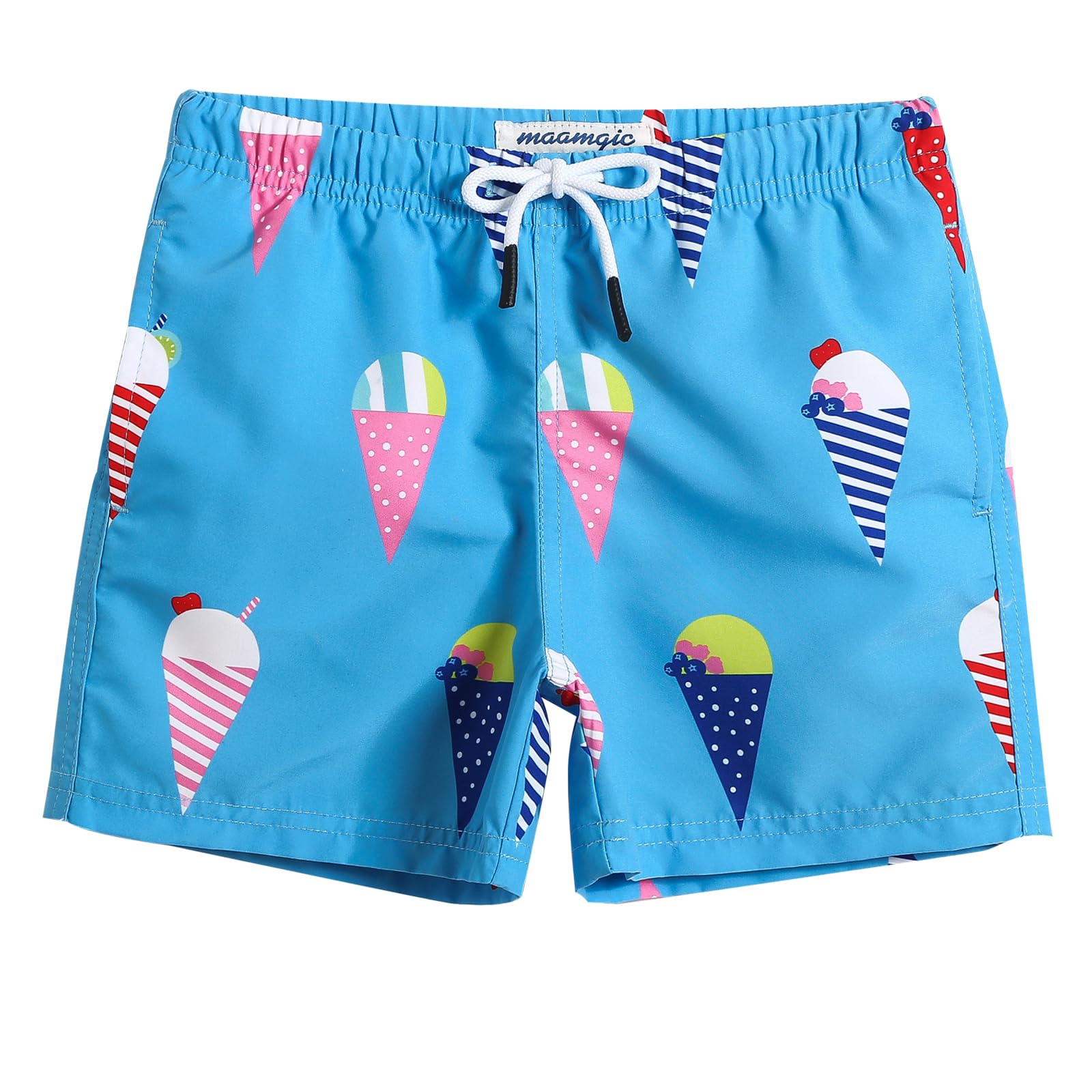 MaaMgic Kleine Jungen Badeshorts Schnelltrocknend Boardshorts mit Mesh-Futter Taschen und Verstellbarem Tunnelzug MEHRWEG