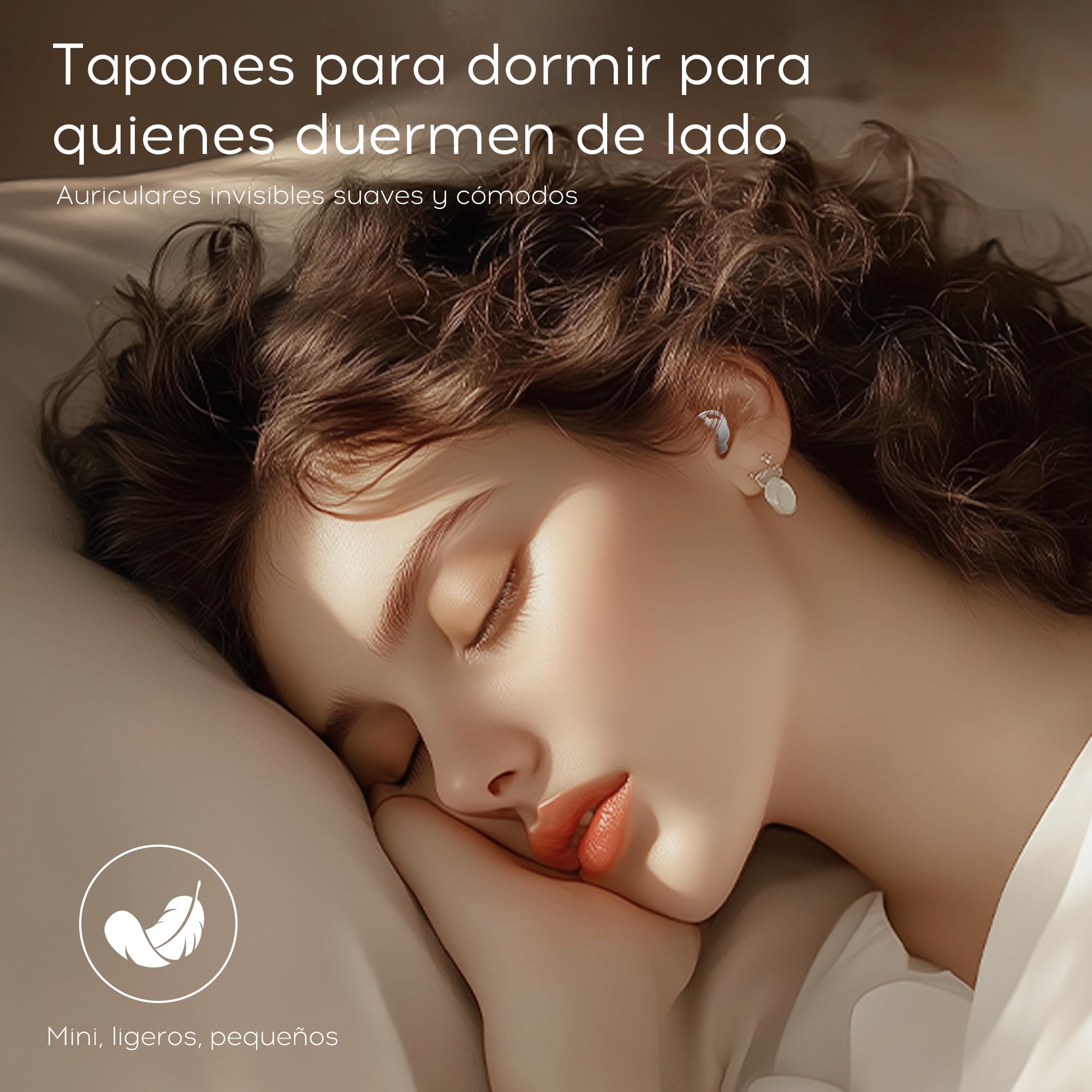 Auriculares para Dormir, Mini Auriculares para Dormir, inalámbricos Bluetooth 6.0, Silicona líquida, para Dormir de Lado, indicador de Potencia para Entrenar, Trabajar, Viajar(Blanquecino)