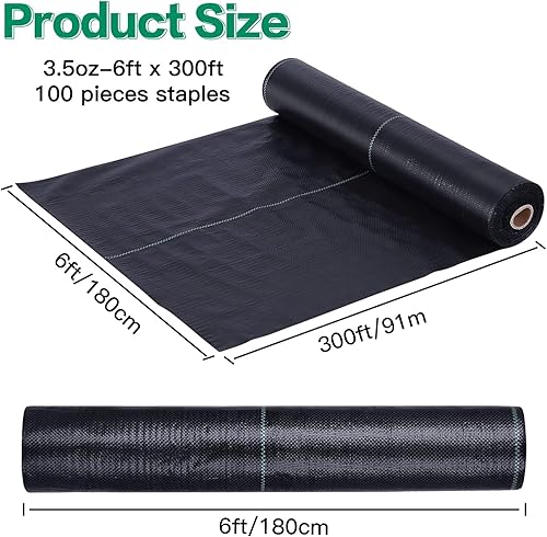 Miniatura 2 de Tela de barrera de malezas de 6 pies x 300 pies, tela de alta calidad tejida resistente para el suelo de jardín, tela de control de bloques de malas
