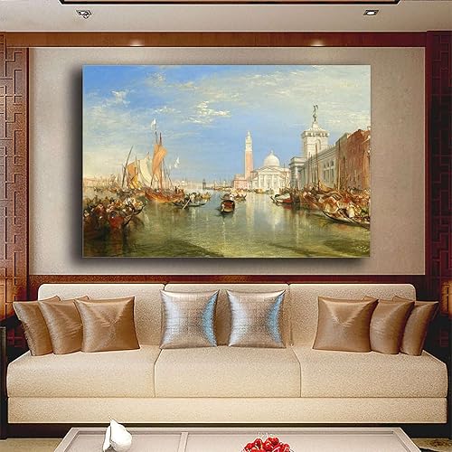 Miniatura 4 de MEIXI MOBILE Lienzo impreso para pared, diseño de William Turner, Venecia, la Dogana y San Giorgio Maggiore (1834) J para dormitorio, cocina, Imagen