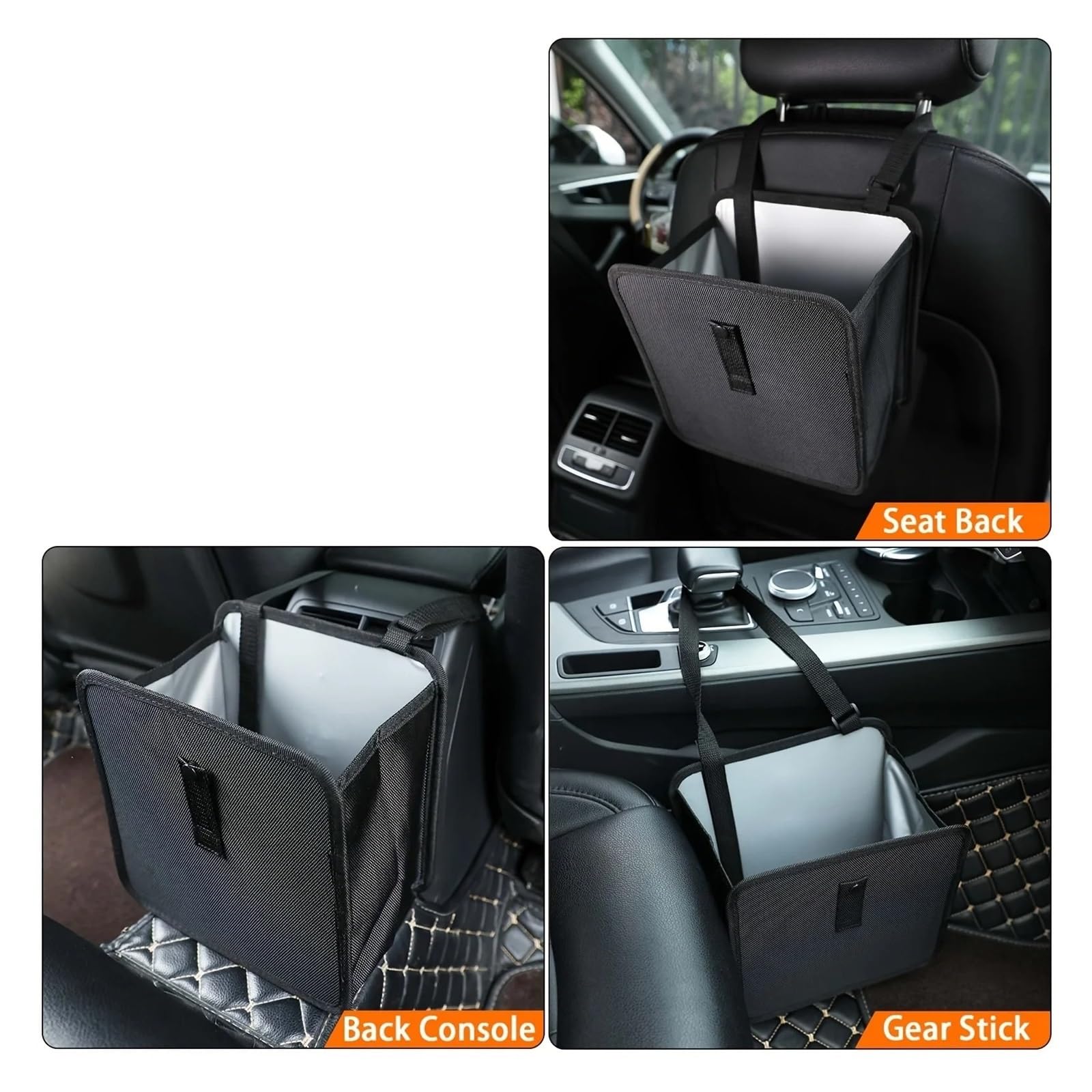 Poubelle De Voiture Poubelle Multifonctionnelle À Dossier Siège Voiture Sac Rangement Étanche avec Déchets Suspendus, Portable Poubelles Véhicule(Black 2pcs)