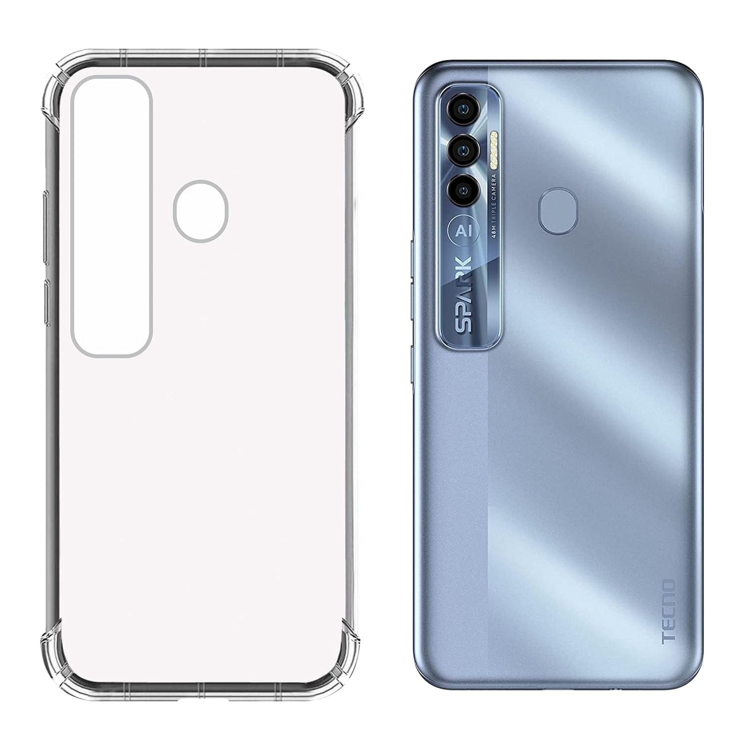 SBMS Soft Silicone Back Cover for (Tecno Spark 7 Pro, Transparent