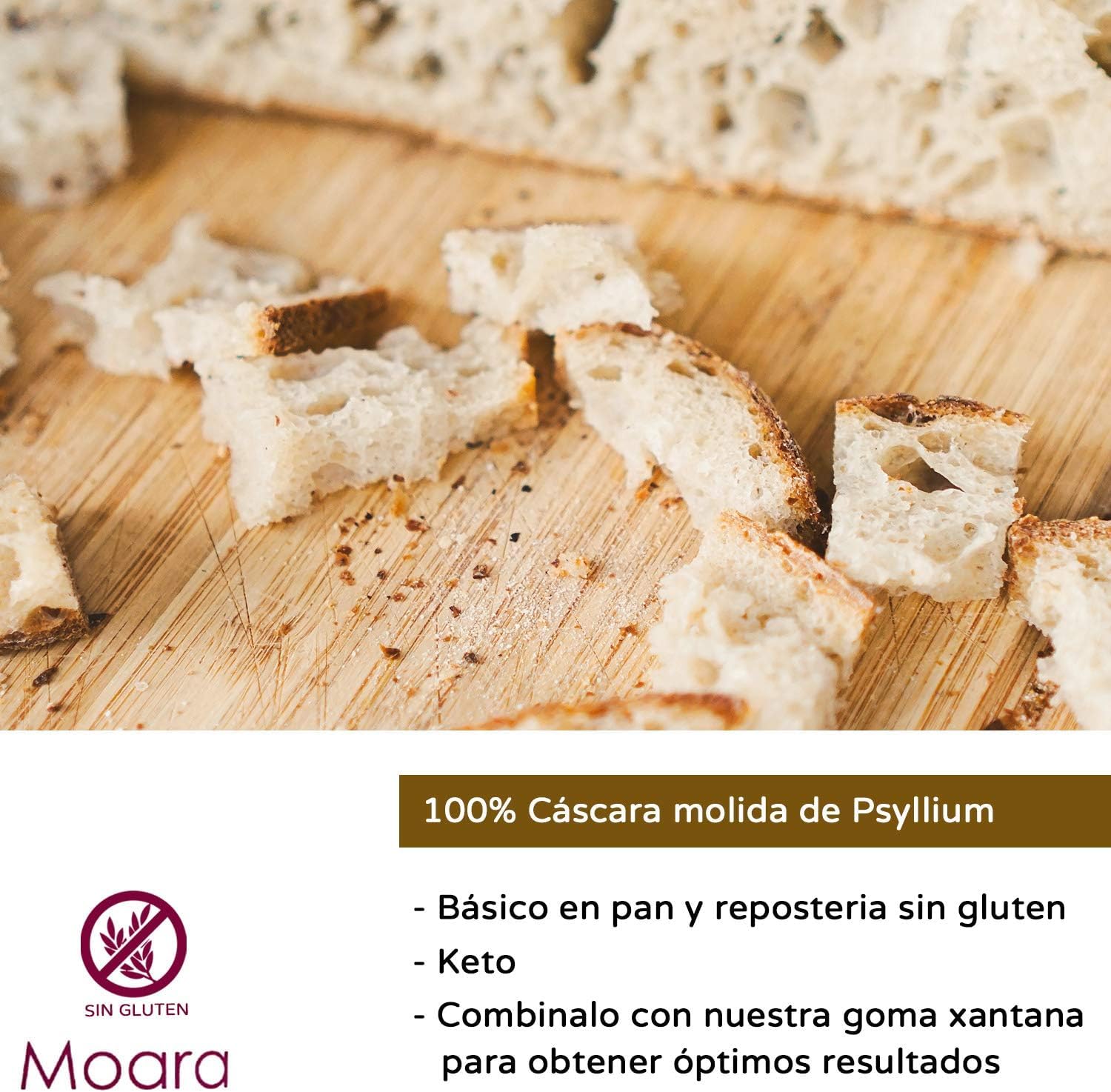 Cascara molida de Psilio rubio polvo 99% Pureza - Fibra plantago ovata molido - Psyllium husk fibre powder 200g - Producto natural sin aditivos - Ideal para hacer pan sin gluten