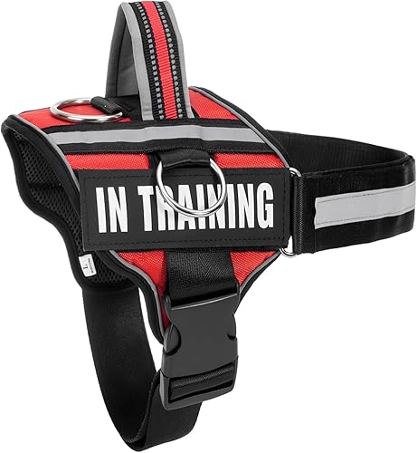 Arnés reflectante para perro, arnés antideslizante sin tirones para perro con 8 parches para perros, arnés ajustable en servicio de entrenamiento