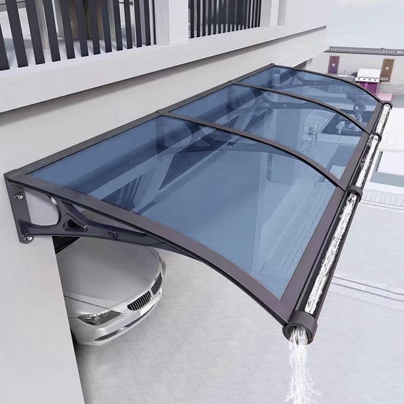 Toldo para exteriores de diseño arquitectónico con cubierta de policarbonato
