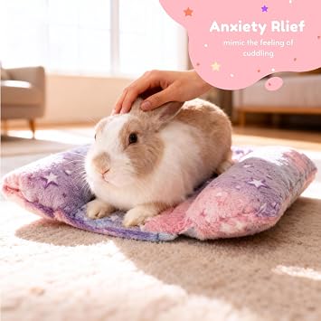 Rabbit Bed with Pillows - Dual-Sided Comfort for Bunnies, Cats & Small Pets - 17x15 Machine Washable Sleeping Lounger Pad Cage Accessories