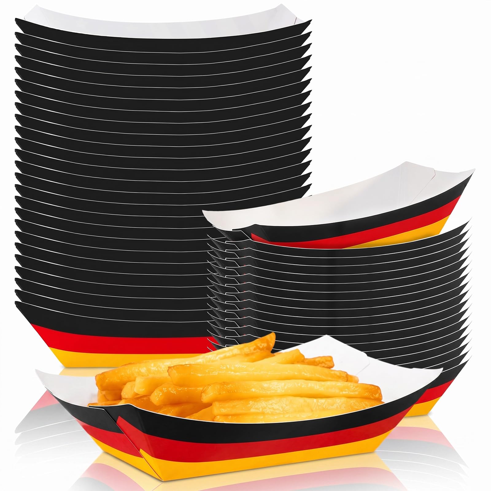 60 Pcs German Flag Party Supplies Paper Food Trays Bulk