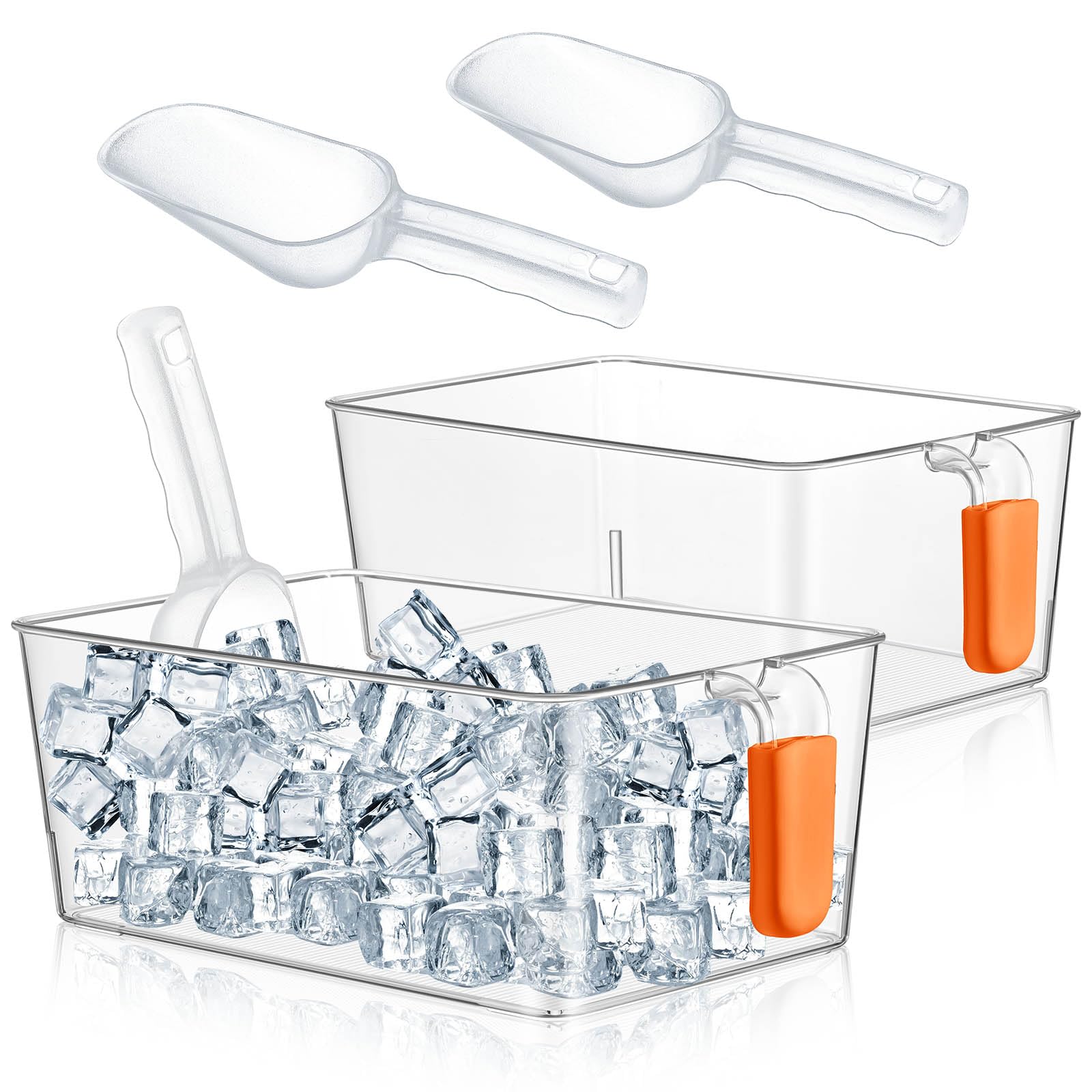 Havawish Ice Storage Bin and Flexible Scoop Set Plastic Freezer Bin