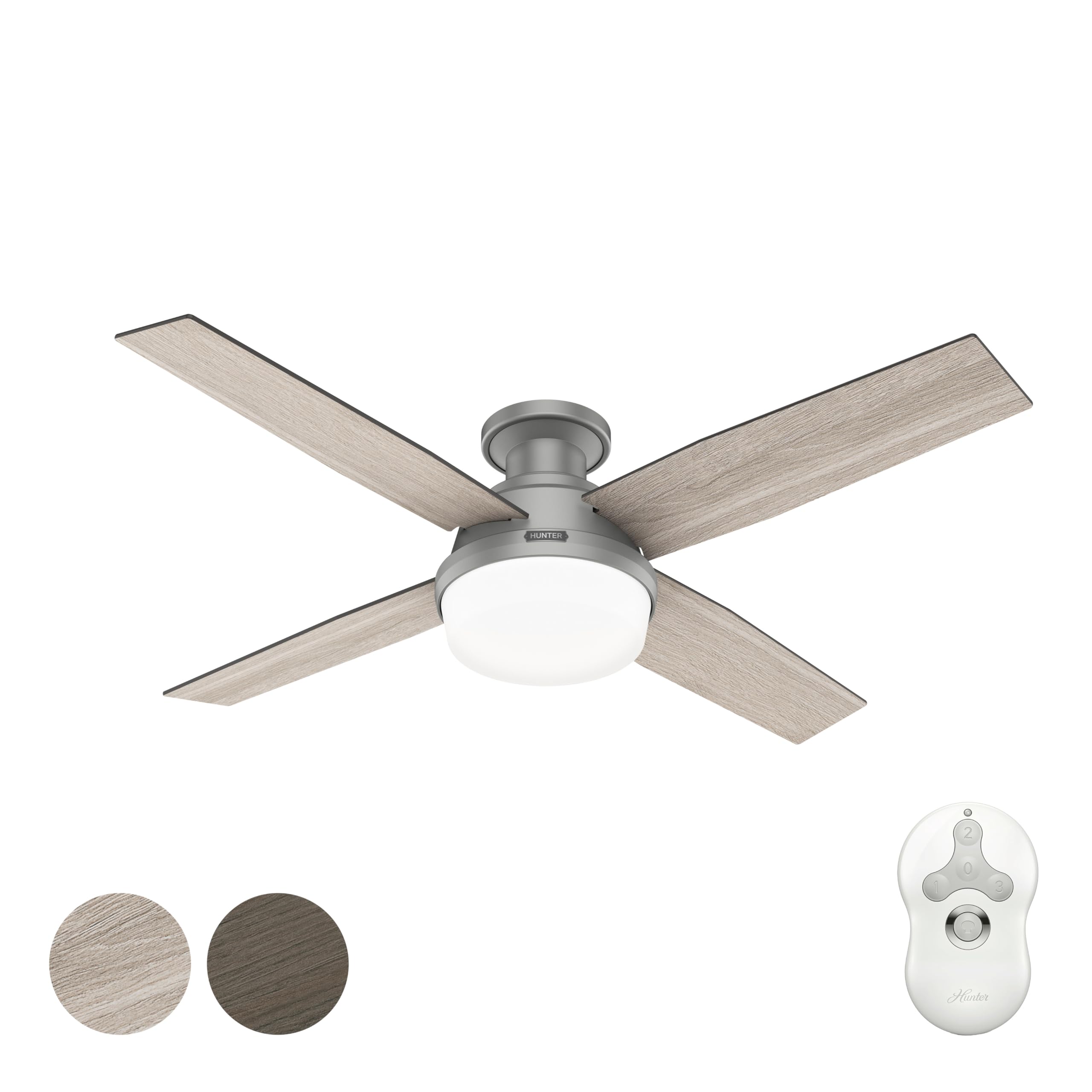 Amazon.com: Hunter Fan 52 inch Low Profile Matte Silver Indoor