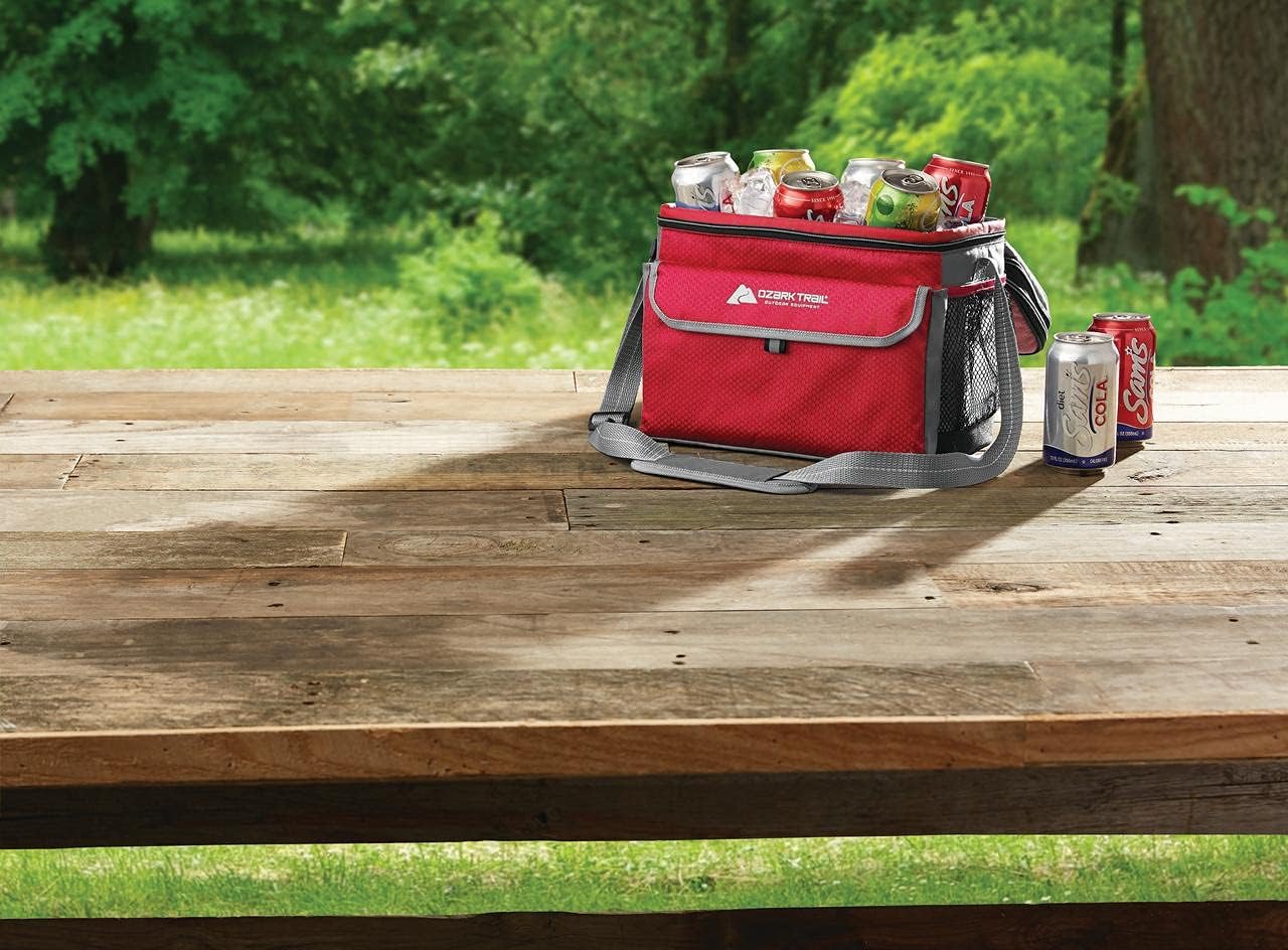 Ozark Trail 12 Can Expandable Top Soft-sided Cooler - Fits 12 Cans - Outdoor Equipment (Red)