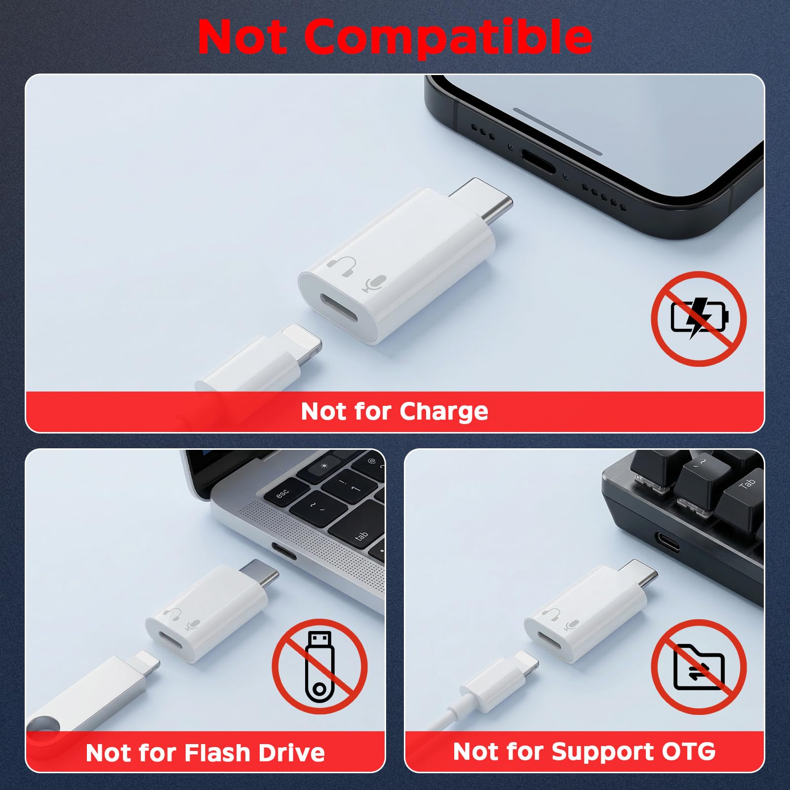 Adapter Lighting na USB C, obsługa audio, sterowanie linią dla iPhone'a 17/16/15, iPada Air/Pro/Mini, nie do ładowania/transferu danych | Sterowanie liniowe do iPhone'a 17/16/15, iPad Air/Pro/Mini, nie nadaje się do ładowania/przesyłania danych