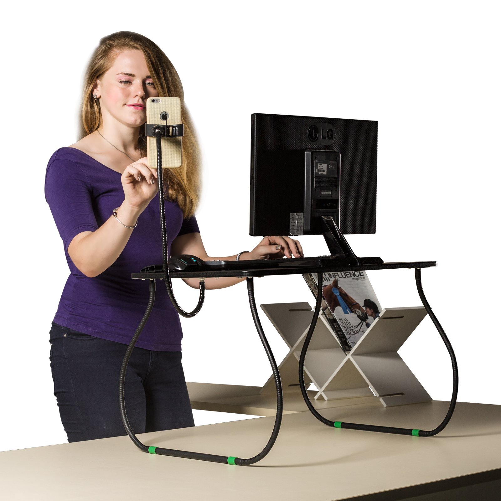 26" Wide Easily Adjustable Standing Desk Sitting Desk Height Adjustable Stand up Desk with Phone Holder and Wriest Rest Pad Helps Relieve Back Pain