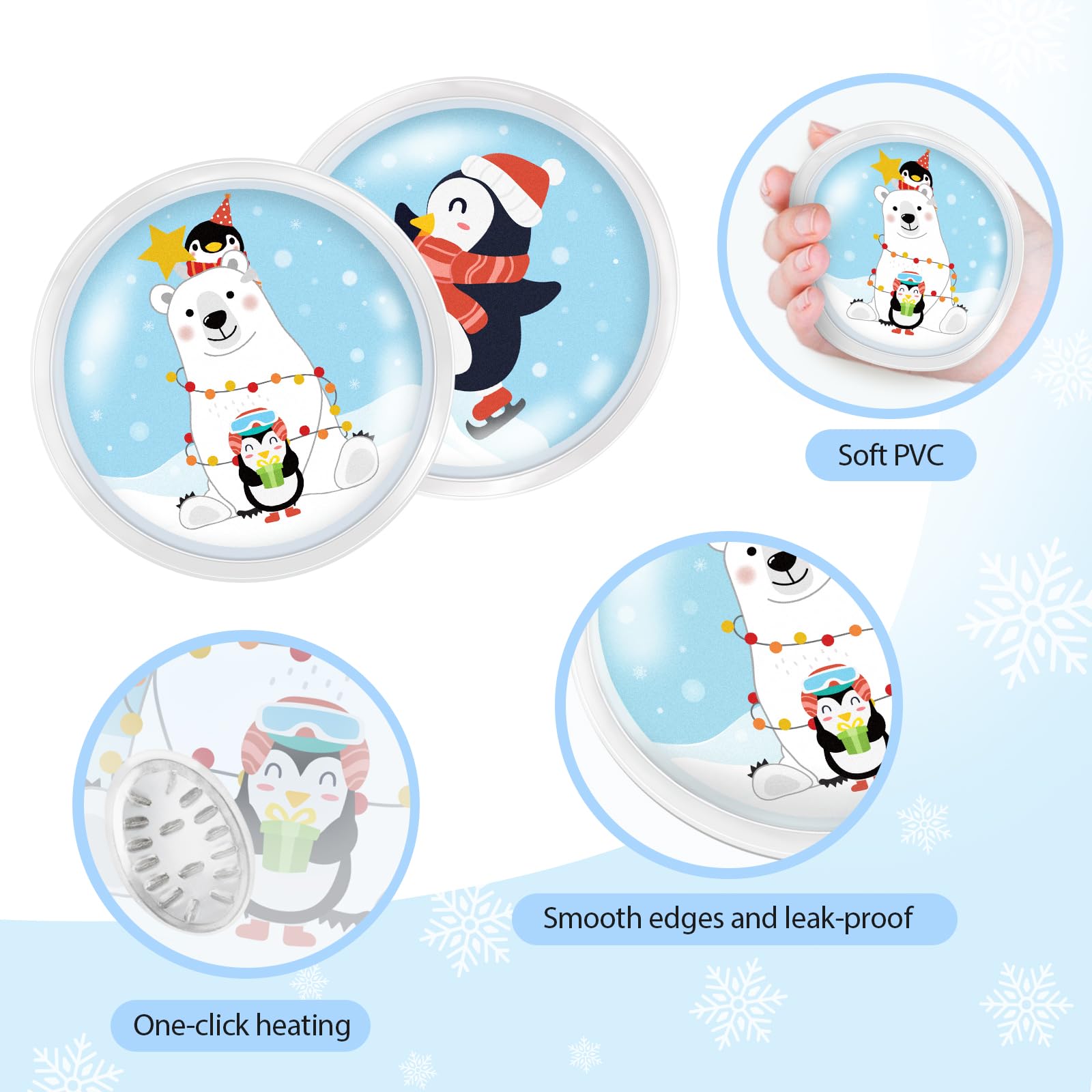 Lot De 4 Chauffe-mains Pingouin Réutilisables - Instantanés, étanches, Pour Ski Camping