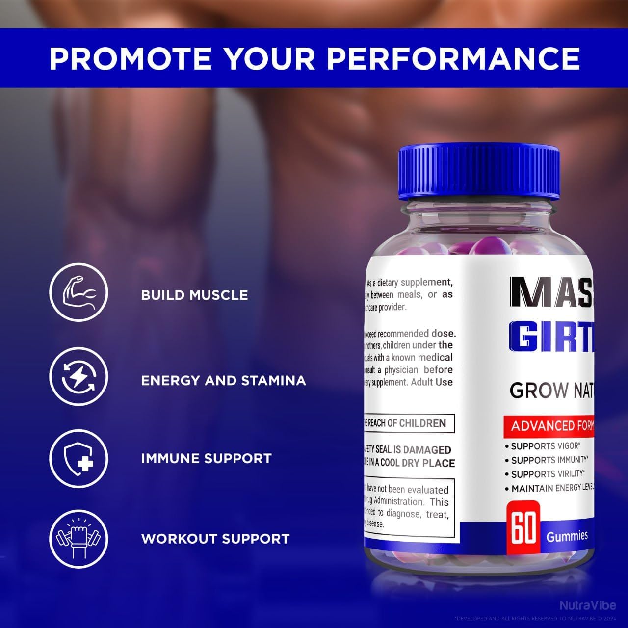 (3 Pack) Massive Girth Gummies for Men, Official Massive Girth Growth Gummies, All-Natural Blend to Grow Naturally, MassiveGirth Male Performance Gummy, Massive Girth Gimmies Review (180 Gummies)