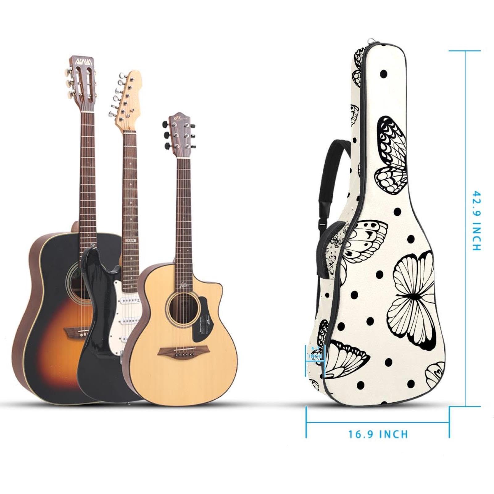 Torba na gitarę akustyczną wodoodporny plecak na gitarę grubo miękki wyściełany motyl klasyczna obudowa na gitarę, wielobarwny, 42.9x16.9x4.7 in, Organizer do torby