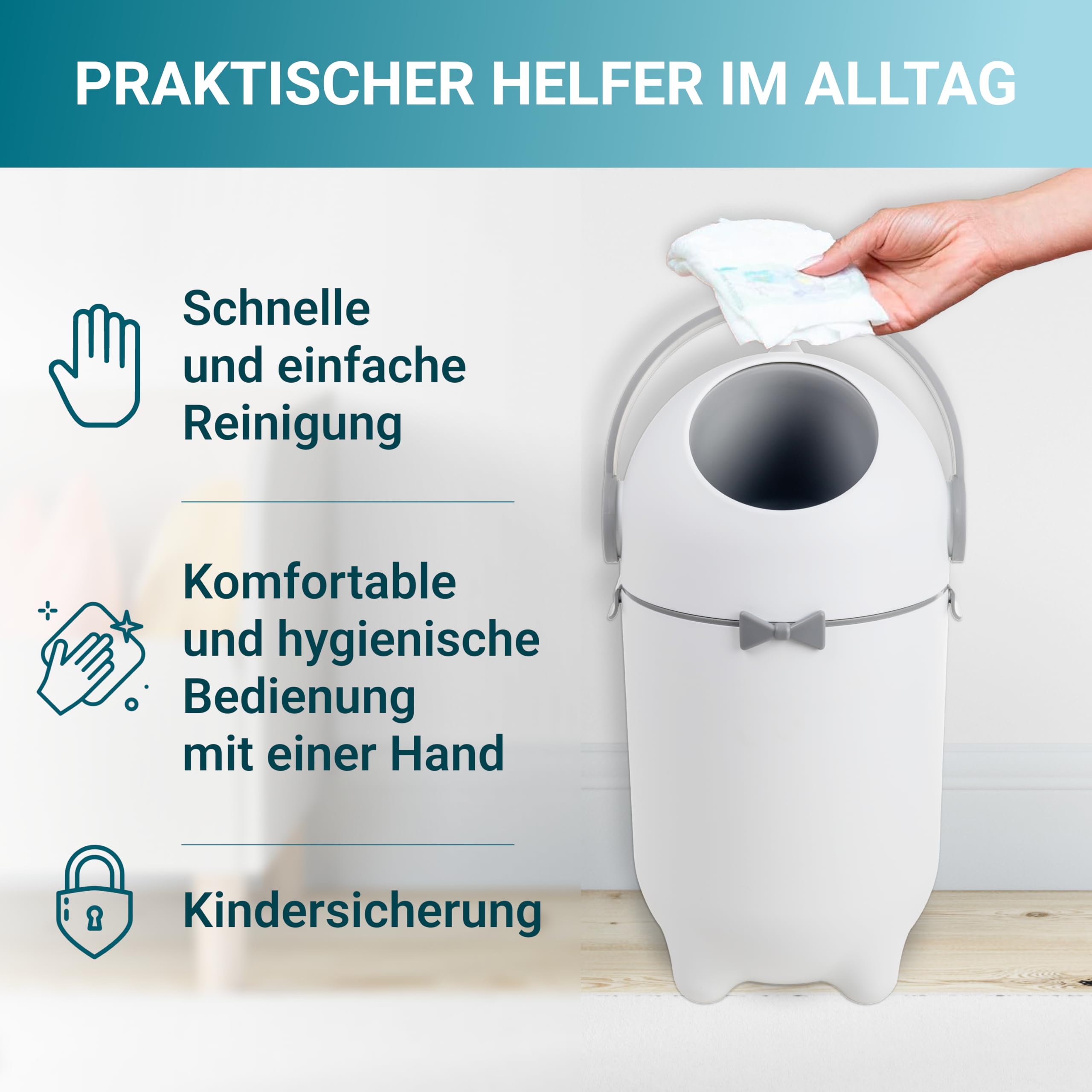 Poubelle à couches, système anti-odeur, utilisable avec des sacs normaux, sans odeur et économique, cadeau pour les nouveaux parents, baby shower et nouveau-nés
