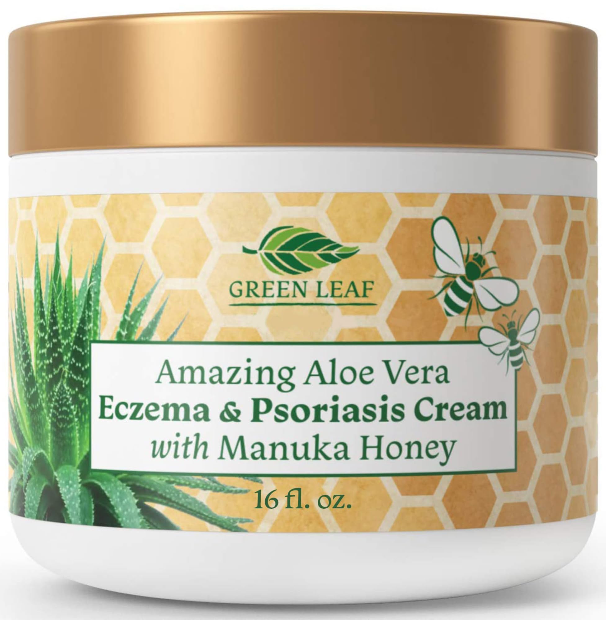 Manuka Honey Eczema Cream Moisturizing Lotion For Psoriasis Relief - Itchy, Dry Skin Rash Ointment -Skin Soothing Moisturizer Baby Kids & Adults-High Strength Body & Face Cream 16oz