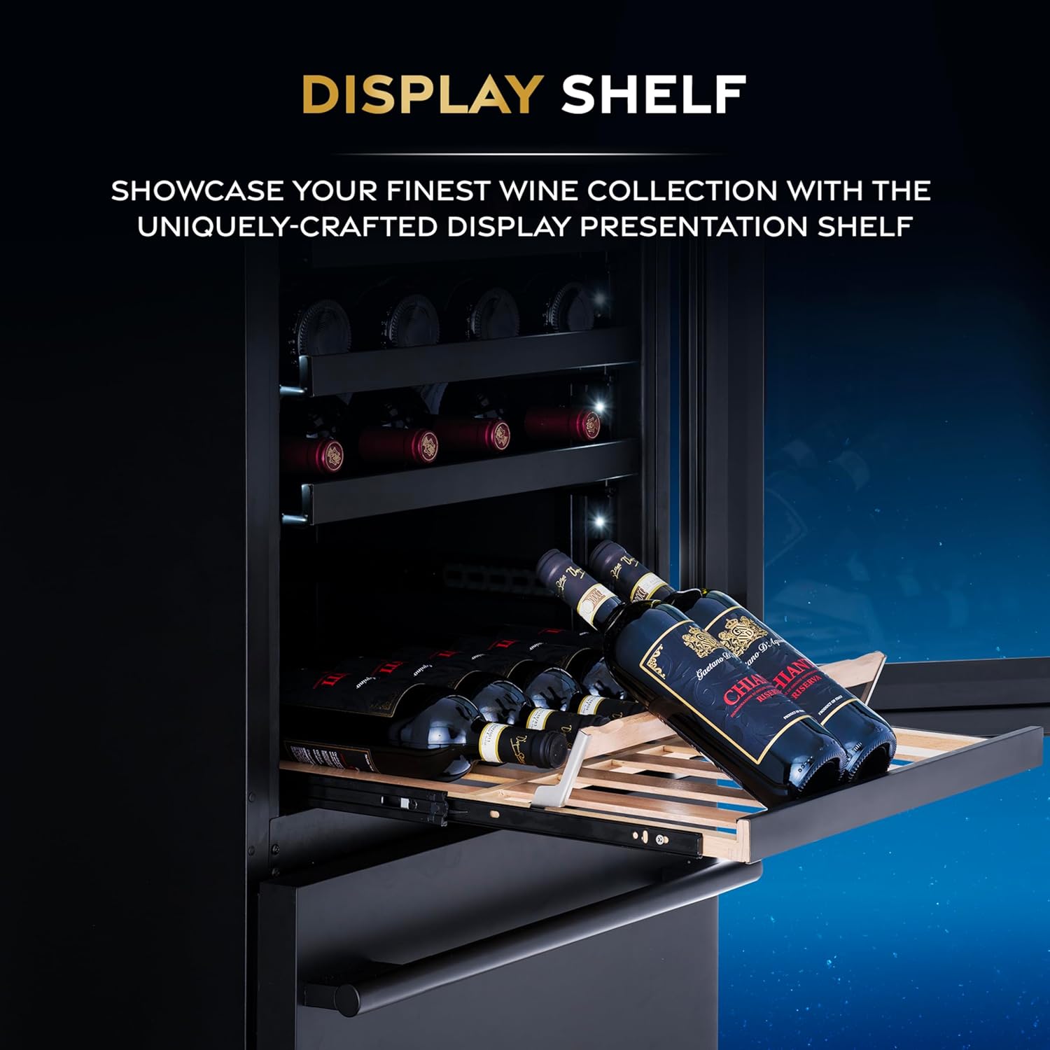 NewAir 24" Dual Zone Beverage Refrigerator & Wine Cooler for 108 Bottles & 175 Cans | Freestanding or Built-In Under Counter Mini Fridge for Beer, Wine and Soda | Black Stainless Steel